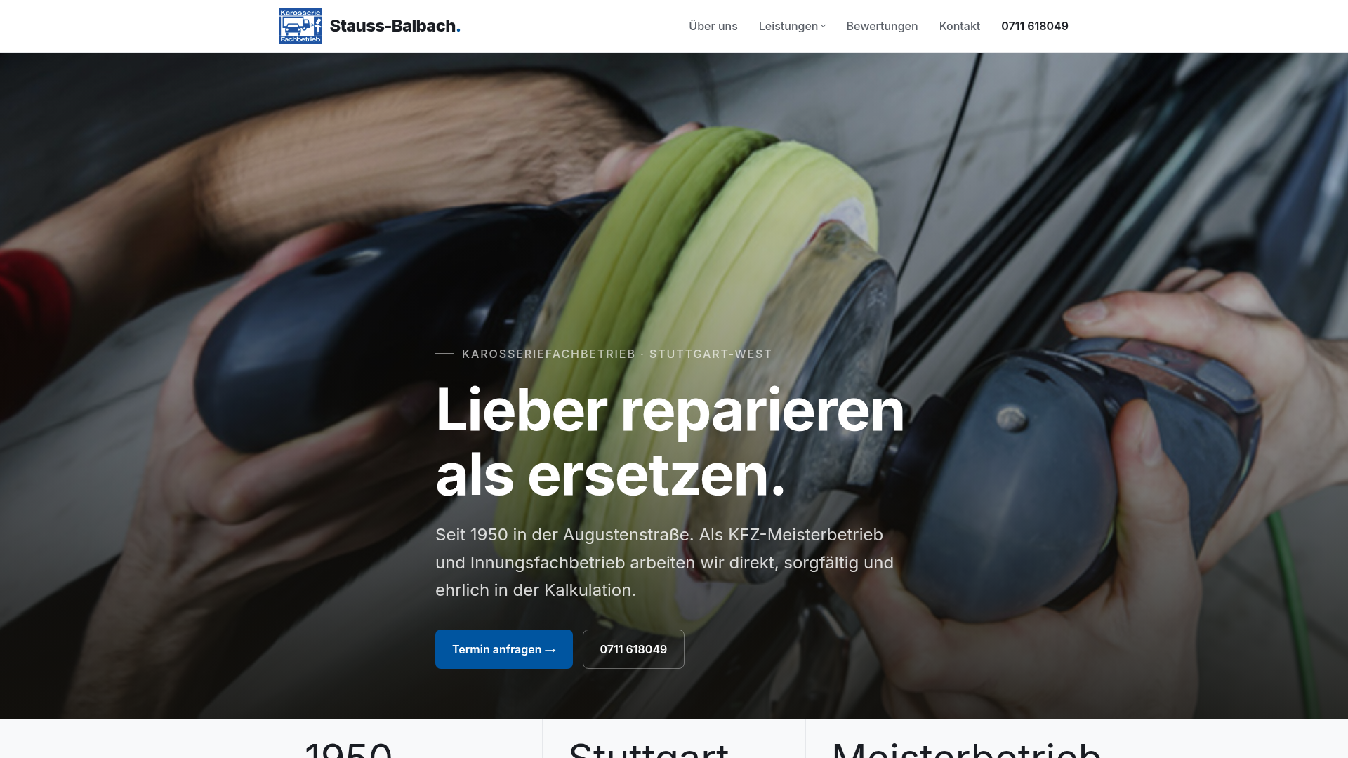 Screenshot der von mowera·design gestalteten Website für Karosserie Stauss-Balbach